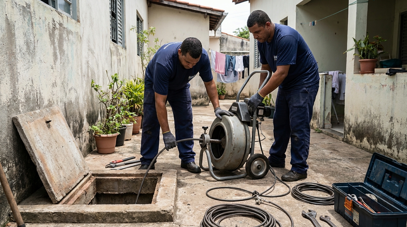 Desentupimento de Coluna Sanitária em Floramar, Divinópolis‑MG